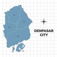 denpasar stad Karta illustration. Karta av städer i indonesien vektor