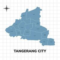 tangerang stad Karta illustration. Karta av städer i indonesien vektor