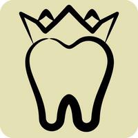 ikon dental kronor. relaterad till dental symbol. hand dragen stil. enkel design redigerbar. enkel illustration vektor