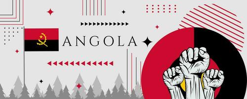 Angola Unabhängigkeit Tag , Angola Befreiung Tag abstrakt Banner mit Flagge. retro klassisch Stil geometrisch Thema. Vektor Illustration