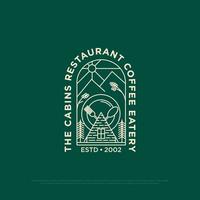 das Kabine Restaurant Logo Design, Natur draussen Kaffee Geschäft Vektor Illustration mit Gliederung