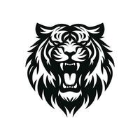 rena och slående rytande tiger silhuett tatuering symbol tecknad serie vektor illustration