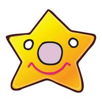 en tecknad serie stjärna med en leende på dess ansikte vektor