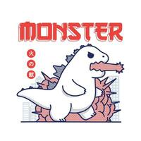 japanisch Monster- Strassenmode T-Shirt Illustration Design. vektor