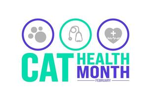 Februar ist National Katze Gesundheit Monat Hintergrund Vorlage. Urlaub Konzept. Hintergrund, Banner, Plakat, Karte, und Poster Design Vorlage. vektor