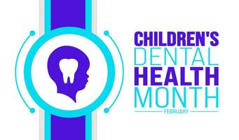 Februar Kinder- Dental Gesundheit Monat Hintergrund Vorlage. Urlaub Konzept. Hintergrund, Banner, Plakat, Karte, und Poster Design Vorlage. vektor