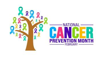 februari är nationell cancer förebyggande månad bakgrund mall. Semester begrepp. bakgrund, baner, plakat, kort, och affisch design mall med text inskrift och standard Färg. vektor