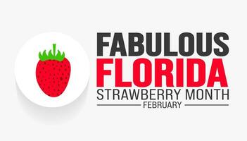 februari fantastisk florida jordgubb månad månad bakgrund mall. Semester begrepp. bakgrund, baner, plakat, kort, och affisch design mall. vektor