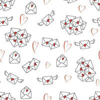 Hand gezeichnet nahtlos Muster Liebe Briefe Symbole Kritzeleien Vektor Bild