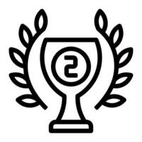 Trophäe Silber Symbol oder Logo Illustration Gliederung schwarz Stil vektor