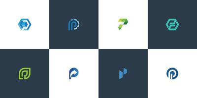 vektor uppsättning av p logotyp mall för företag eller person