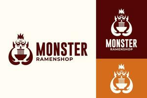 Monster- Ramen schwarz Monogramm eben Logo Design vektor