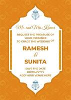 indisch Hochzeit Karte Einladung Vorlage vektor
