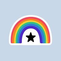 Regenbogen mit lgbt Flagge und Stern. Regenbogen Symbol. lgbt Aufkleber im Gekritzel Stil. lgbtq, lgbt Stolz Gemeinschaft Symbol. lgbt Banner. Vektor Illustration.