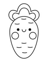 Vektor schwarz und Weiß kawaii Karotte Symbol zum Kinder. süß Linie Gemüse Illustration oder Färbung Buchseite. komisch Karikatur Charakter. bezaubernd Vegetarisch Clip Art