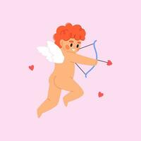 cupid med rosett och pil. vektor platt illustration för valentine s dag.