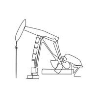 einer kontinuierlich Linie Zeichnung von ein Öl Bohren Ausrüstung im das Land- Öl und Gas Industrie Vektor Illustration. Öl und Gas Land- Design Konzept. Öl und Gas Design geeignet zum Ihre Anlage.