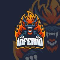 brand monster maskot esport vektor illustration. flamma jäkel gaming och sport team maskot emblem.