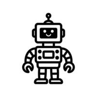 glücklich komisch Karikatur kindisch Roboter Linie Symbol. Maschine Technologie Cyborg. futuristisch Humanoid Charakter Maskottchen. Wissenschaft Roboter, Android freundlich Charakter, Roboter Technologie Vektor Illustration
