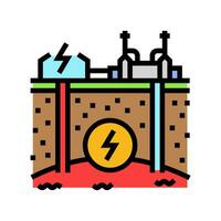 Elektrizität geothermisch Energie Farbe Symbol Vektor Illustration