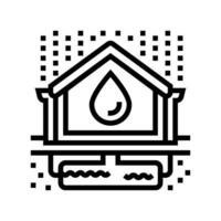 Regenwasser Ernte Grün Gebäude Linie Symbol Vektor Illustration