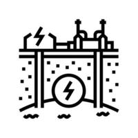 Elektrizität geothermisch Energie Linie Symbol Vektor Illustration