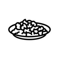 Sesam Hähnchen Chinesisch Küche Linie Symbol Vektor Illustration