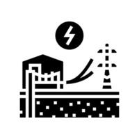 kraft station geotermisk energi glyf ikon vektor illustration