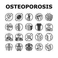 Osteoporose Knochen Schmerzen Kalzium Symbole einstellen Vektor