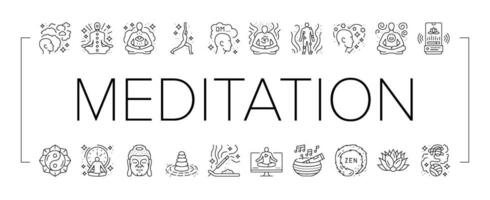 Meditation Yoga entspannen Zen Symbole einstellen Vektor