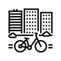 Fahrrad freundlich Infrastruktur Grün Linie Symbol Vektor Illustration