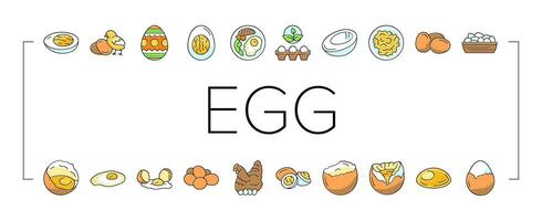 ägg kyckling bruka mat organisk ikoner uppsättning vektor