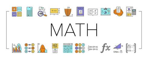 matematik utbildning skola vetenskap ikoner uppsättning vektor