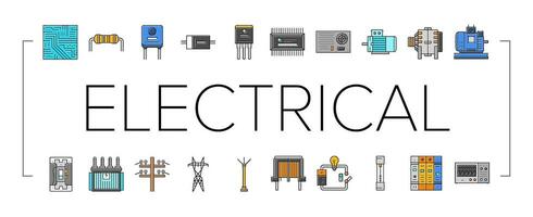 elektrisch Ingenieur Industrie Arbeit Symbole einstellen Vektor