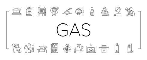 Gas Bedienung Energie Leistung Treibstoff Symbole einstellen Vektor