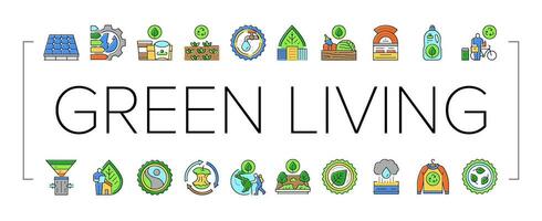 grön liv natur eco ikoner uppsättning vektor