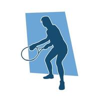 Silhouette von ein weiblich Tennis Spieler im Aktion Pose. Silhouette von ein Frau spielen Tennis Sport mit Schläger. vektor