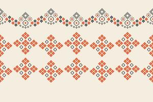 ethnisch geometrisch Stoff Muster Kreuz Stich.ikat Stickerei ethnisch orientalisch Pixel Muster braun Sahne Hintergrund. abstrakt, vektor, illustration. Textur, Kleidung, Rahmen, Motive, Seide Hintergrund. vektor