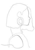 kontinuerlig linje teckning av ansikte kvinna.abstrakt linje konst porträtt, linje, kontinuerlig teckning, vektor minimalism stil och skiss porträtt begrepp.