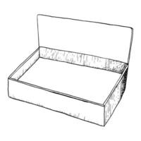 vektor enkel kartong låda för munkar och bakverk linje illustration. tömma tom låda mall