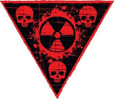 Militär- Chevron mit Schädel und Strahlung Zeichen, Jahrgang Design t Hemden vektor