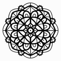 Vektor schwarz Blumen- mandala, isoliert auf Weiß Hintergrund. geometrisch Linie Blume Mandala Illustration. geometrisch gemustert einfach Ornament zum Erwachsene Färbung Bücher, Färbung Seiten. Yoga und Meditation