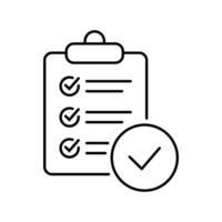 Zwischenablage mit prüfen Kennzeichen Linie Symbol isoliert auf Hintergrund. Checkliste Zeichen Symbol zum Netz Seite? ˅ und App Design. vektor