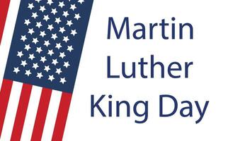 Martin luther kung jr. dag hälsning kort design. mlk dag text inspirera Citat, oss flagga bakgrund vektor