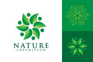 Grün Natur Logo Design Symbol von natürlich Schönheit und organisch Essen kreisförmig Blatt Konzept vektor