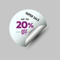 Super Verkauf oben zu 20 Prozent aus das Peeling bewirken Aufkleber. vektor