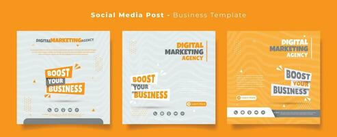 social media mall för annons design i gul och vit med abstrakt vinka bakgrund vektor