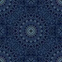 sömlös orientalisk böjd form mosaik- mönster - blå geometrisk abstrakt bohemisk vektor bakgrund