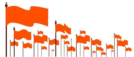 Orange bhagwa Vektor Flagge Illustrationen. viele Grüns Flaggen Symbol.