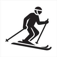 ein Skifahrer Vektor Silhouette schwarz Farbe